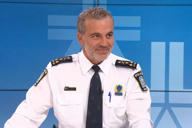 Le chef de la police de Montréal, Fady Dagher, sur le plateau de la CBC/Radio-Canada, le 14 juin 2023.