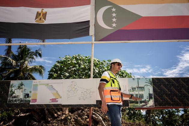 An Egyptian engineer on the site of the new Galawa Beach Hotel, Comoros, May 21, 2023.