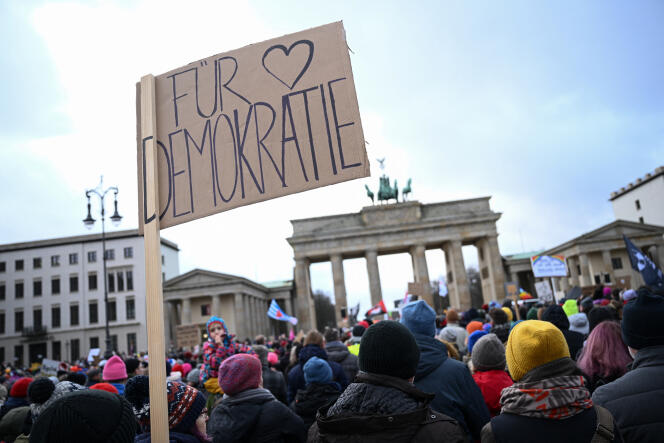 During a rally against the AfD in Berlin, January 14, 2024.
