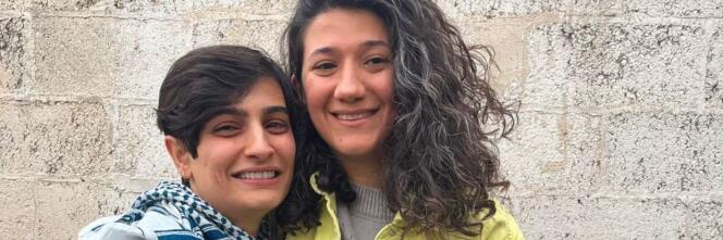 Elahe Mohammadi (left) and Nilufar Hamedi (right) are released from Evin prison in northern Tehran on January 14, 2024.