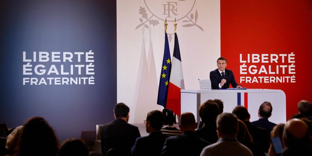 Emmanuel Macron, mardi 16 janvier 2024, lors de sa conférence de presse à l’Elysée.