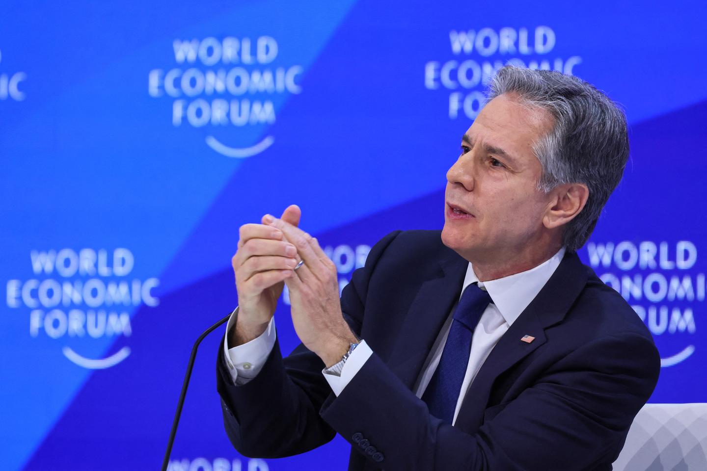 In Davos, Antony Blinken met warns of the impact on global trade of geopolitical tensions in the Taiwan Strait