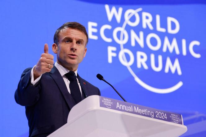 Emmanuel Macron au Forum économique mondial, à Davos, le 17 janvier 2024.
