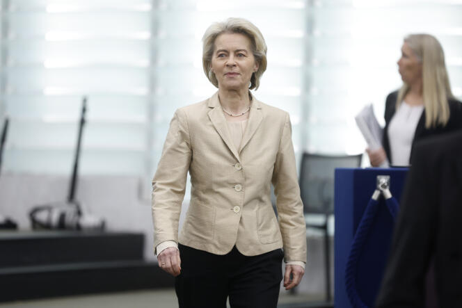 Ursula van der Leyen, President of the European Commission, at the European Parliament in Strasbourg on January 17, 2024.
