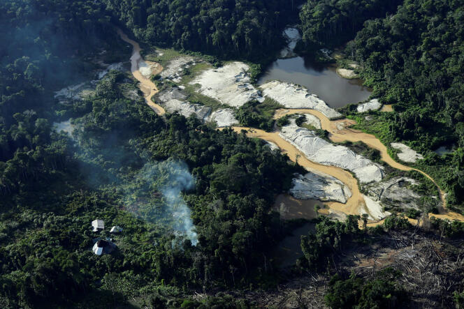 Une mine illégale dans la réserve indigène des Yanomami, au Brésil, le 10 janvier 2024.