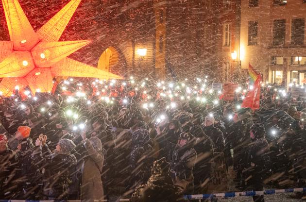 A demonstration against the far right in Stralsund, Mecklenburg-Vorpommern, Germany, January 19, 2024.