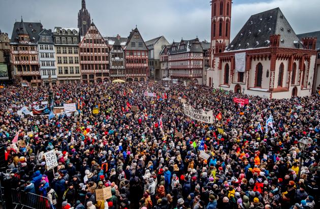 A demonstration against the far right in Frankfurt am Main, Germany, January 20, 2024.