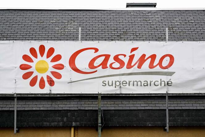Casino store sign in Plouballe (Cotes d'Armor) on July 5, 2023.