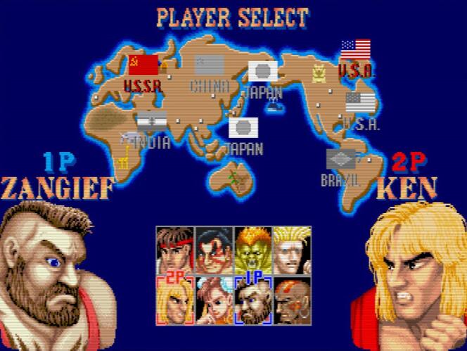 Le planisphère de l’écran de sélection des personnages de « Street Fighter II » est resté emblématique.