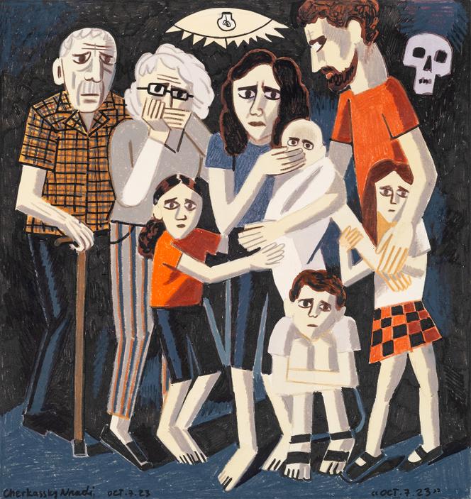 « Oct. 7. 2023 », de Zoya Cherkassky, œuvre dans laquelle l’artiste a glissé une référence au « Guernica » de Picasso.