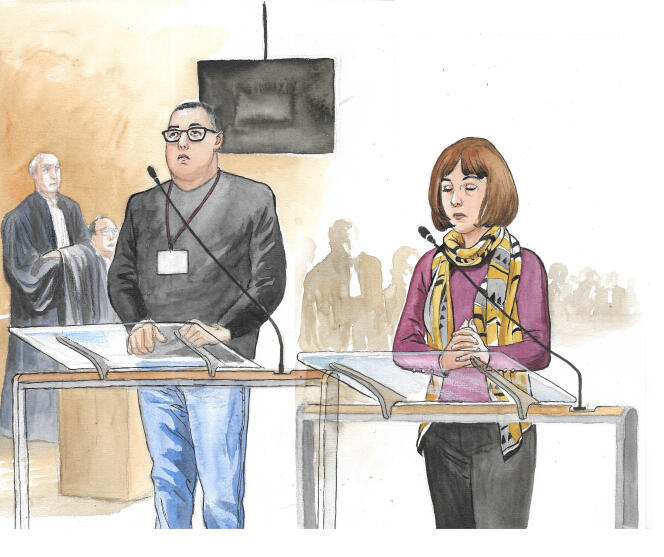  Renato Gomes et Julie L., lors du procès des attentats de Trèbes et Carcassonne (Aude), à la cour d’assises spéciale de Paris, le 26 janvier 2024.