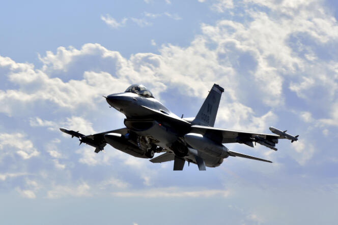 An F-16 Fighting Falcon from the 510th Fighter Squadron during training at Nellis Air Force Base, Nevada, January 25, 2024.