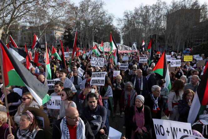 Manifestation de soutien aux Palestiniens, le 27 janvier à Madrid.