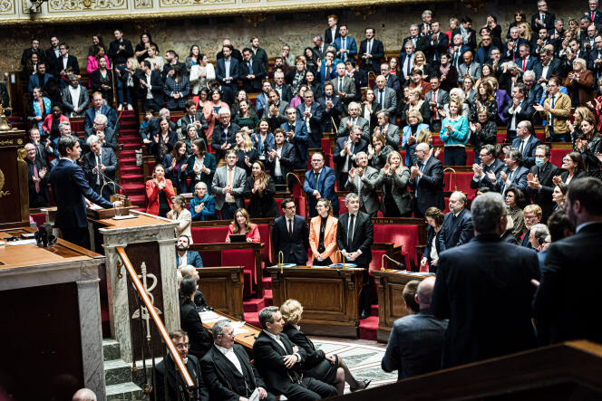 Le premier ministre, Gabriel Attal, lors de son discours de politique générale à l’Assemblée nationale, à Paris, le 30 janvier 2024.