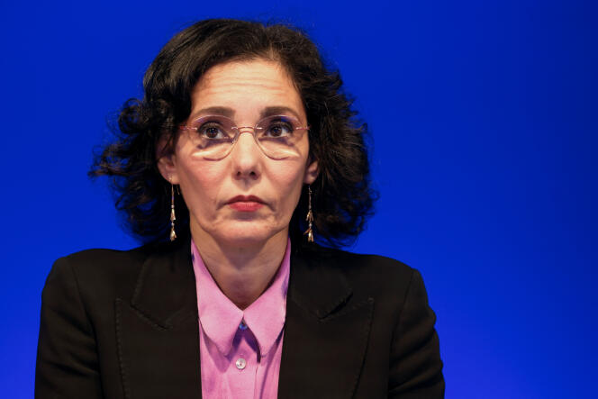 La ministre des affaires étrangères belge, Hadja Lahbib, à Bruxelles, le 2 février 2024. 