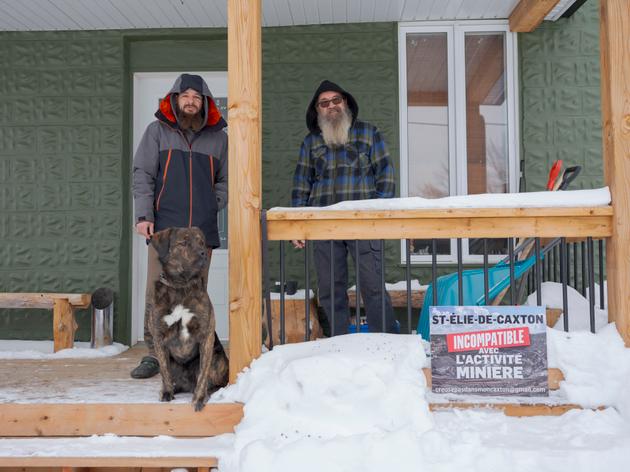 Residents of Saint-Elie-de-Caxton, Quebec, opposed to mining, on January 17, 2024,.