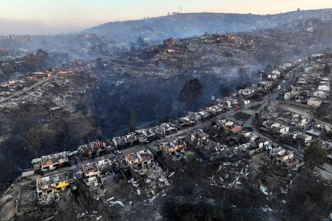 Aerial view of the hills of Viña del Mar (Chile), February 3, 2024. 