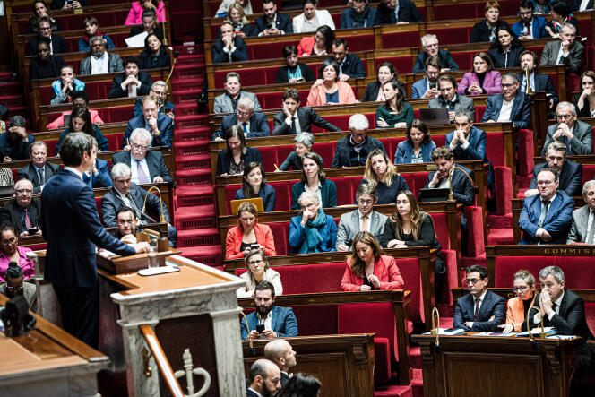 Le premier ministre, Gabriel Attal, lors de son discours de politique générale à l’Assemblée nationale, à Paris, le 30 janvier 2024. 