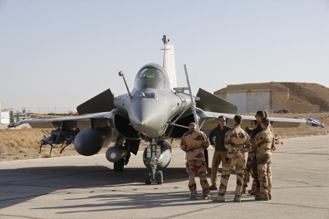 Un avion Rafale sur la base aérienne Prince Hassan (H5) de la Royal Jordanian Air Force, le 22 décembre 2023. 