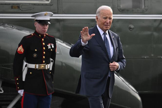 Joe Biden en Leesburg, Virginia, 8 de febrero de 2024. 