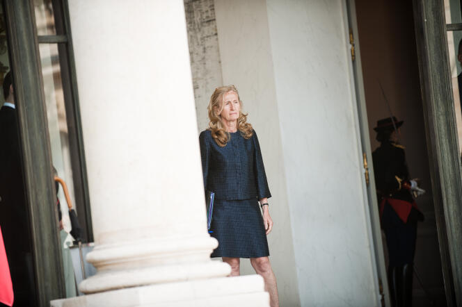 Nicole Belloubet, à l’époque ministre de la justice, à la sortie du conseil des ministres, le 3 juin 2020 au palais de l’Elysee, à Paris. 