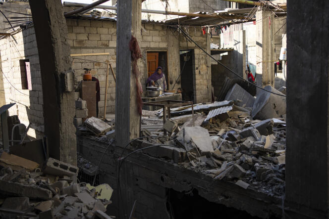 Des habitations détruites par un bombardement israélien à Rafah, dans le sud de la bande de Gaza, le jeudi 8 février 2024.