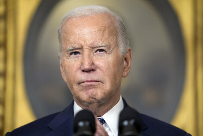 US President Joe Biden at a press conference at the White House in Washington on February 8, 2024.