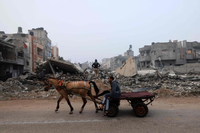 A Rafah, ravagée par les bombardements israéliens, dans le sud de la bande de Gaza, le 9 février 2024. 