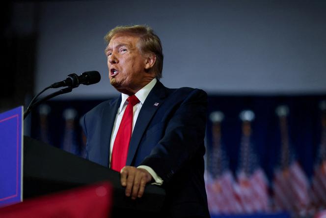 Le candidat à la primaire républicaine, Donald Trump, lors d’un rassemblement électoral à l’université Coastal Carolina (Caroline du Sud), le 10 février 2024.