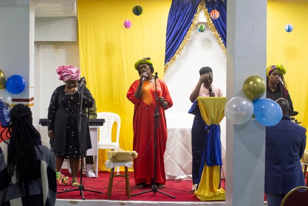 Sunday worship in a "house church" set up in a disused parking lot in Salé, Morocco, on February 11, 2024.