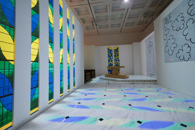 Reconstruction of the interior of the Chapelle du Rosaire, in Vence, France, by Henri Matisse, in the 