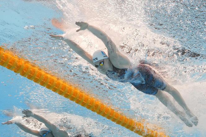 Mélanie Henique lors de la demi-finale du 50 m papillon des championnats du monde de sports aquatiques à Doha, vendredi 16 février 2024. 
