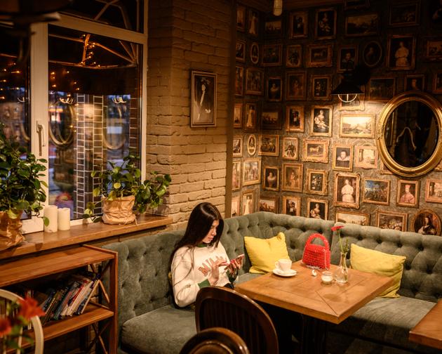 The Monocle tea room, where writer Oleksandr Mykhed liked to visit before the war, Ukraine, Bucha, February 18, 2024.