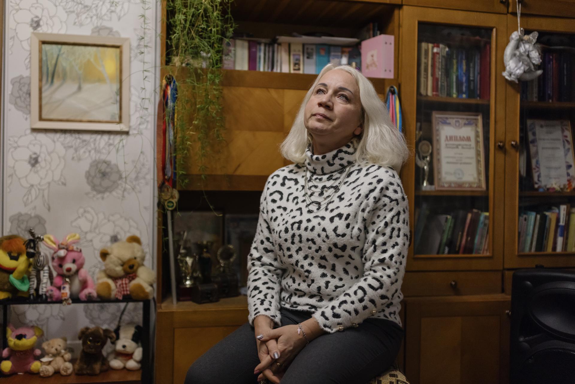 At the home of 56-year-old Viktoria Scherbak, a former Russian teacher who, along with her daughter, was imprisoned by the Russians. In Balakliya, Ukraine, on February 12, 2024.