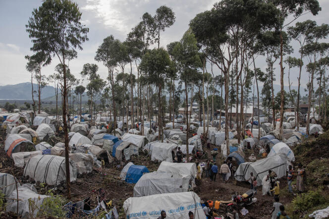 Un camp de déplacés près de Goma, dans l’est de la RDC, le 16 février 2024.
