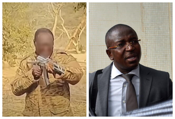 A gauche, une capture d’écran d’une vidéo de propagande montrant l’ancien ministre Ablassé Ouedraogo, enrôlé de force par la junte. A droite, l’avocat Guy Hervé Kam, cofondateur du Balai citoyen, enlevé par des hommes en civil dans la nuit du 24 au 25 janvier à Ouagadougou.