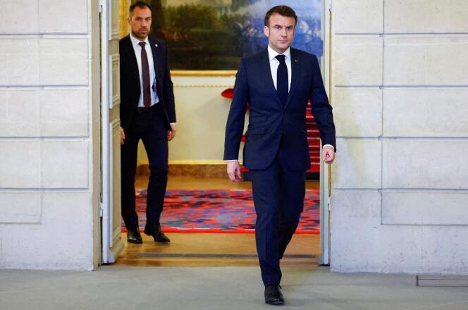 Emmanuel Macron at the international conference to strengthen Western support for Ukraine, at the Elysée Palace in Paris, February 26, 2024.