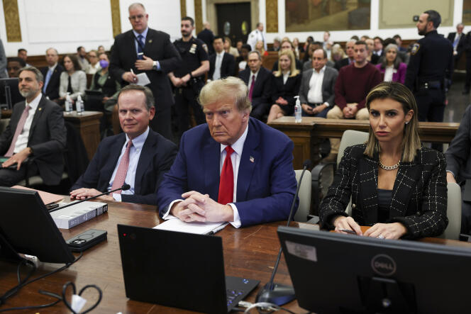 Donald Trump lors des plaidoiries finales du procès civil pour fraude de la Trump Organization devant la Cour suprême de l’Etat de New York, le 11 janvier 2024.