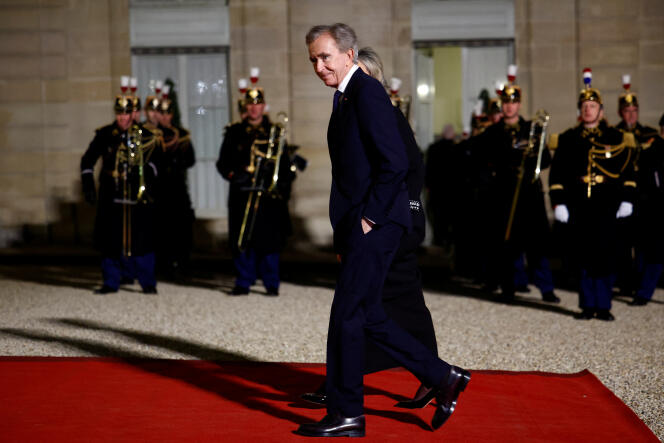Bernard Arnault, PDG du géant du luxe français LVMH, à l’Elysée le 27 février 2024.