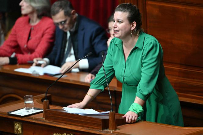La présidente du groupe « insoumis » à l’Assemblée, Mathilde Panot, au Congrès réuni à Versailles, le 4 mars.