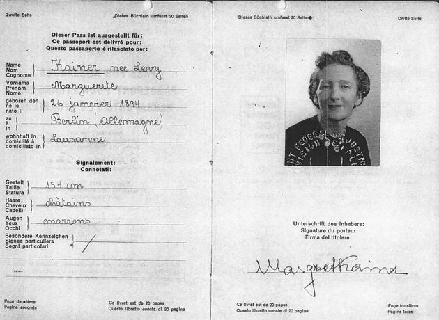 Le passeport de Margret Kainer, réservé aux apatrides.