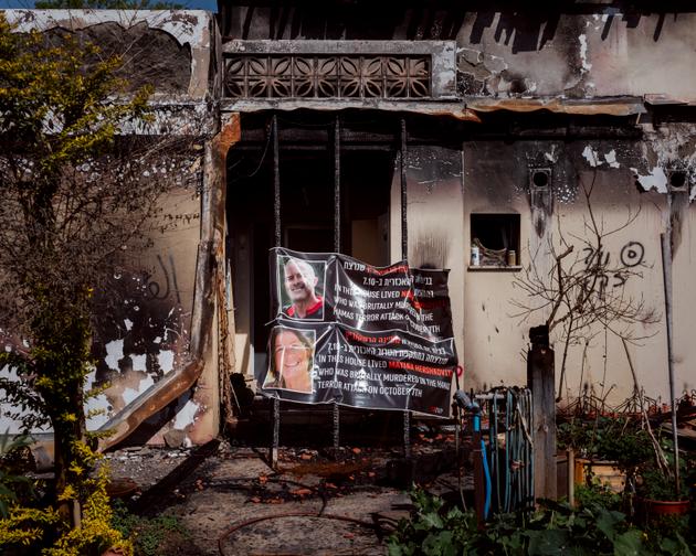 Residents of the kibbutz have now installed portraits of the victims of the attack in front of their homes. Be'eri, Israel, February 21, 2024.