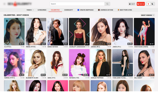 Sur ce site de deepfakes pornographiques, dix stars de K-Pop se trouvent dans le top 15 des célébrités les plus ciblés.