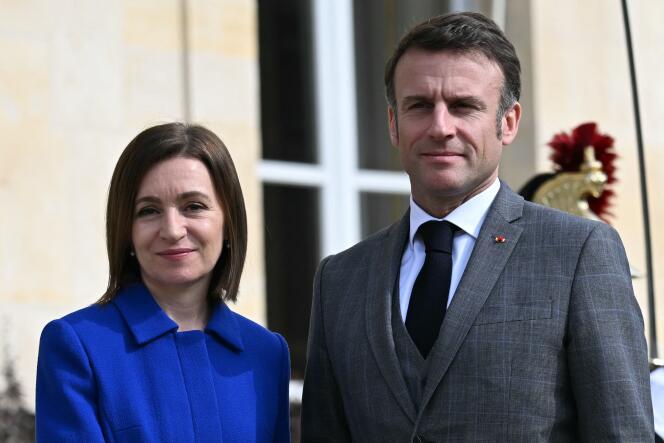 La presidenta moldava Maia Sandu con Emmanuel Macron el 7 de marzo de 2024 en el Elíseo.