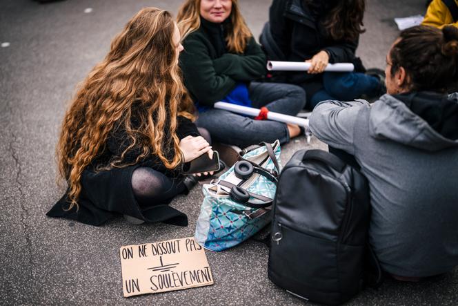 Supporters of the Earth Uprisings before the Council of State, in Paris, October 27, 2023.
