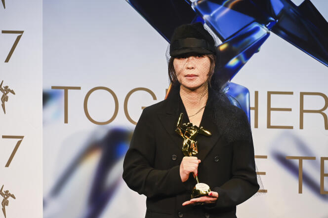Eiko Ishiba at the 17th Asian Film Awards for Best Original Score at the Xiqu Center on March 10, 2024 in Hong Kong.