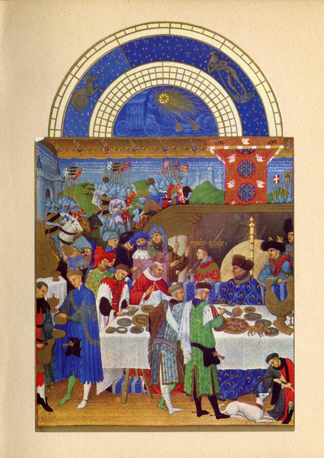 El mes de enero en el manuscrito del siglo XV, “Les Très Riches Heures du duc de Berry”.