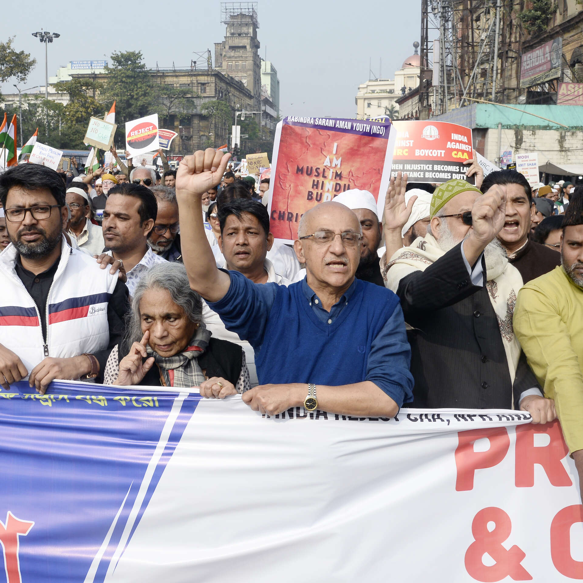 Harsh Mander, lors d’une manifestation, à Calcutta (Inde), le 10 octobre 2020.