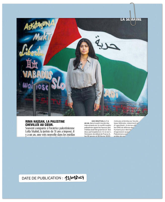 Rina Hassan, dans M Le magazine du Monde, en janvier dernier.