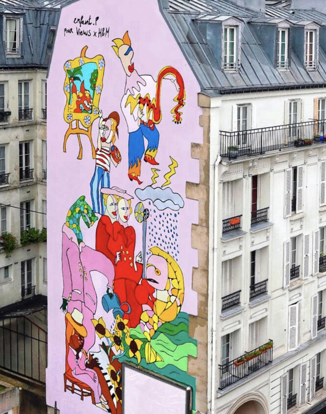 « Jazz », au 143 rue Oberkampf à Paris : fresque réalisée par Francis Essoua Kalu en 2020 à la demande de H&M et du magazine « Views ».